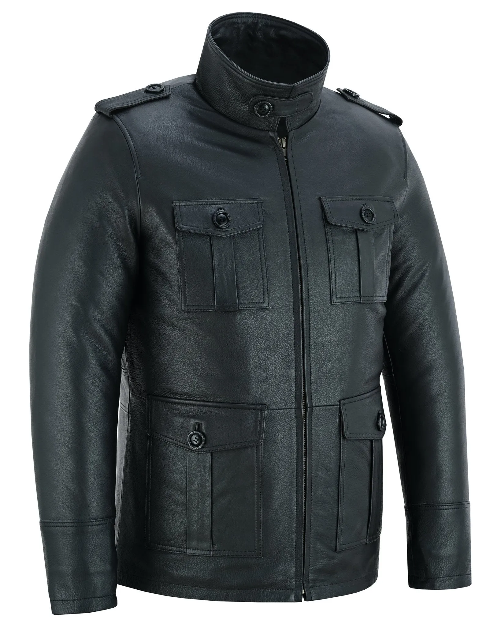 Men's Black Leather Coat: Aberdeen