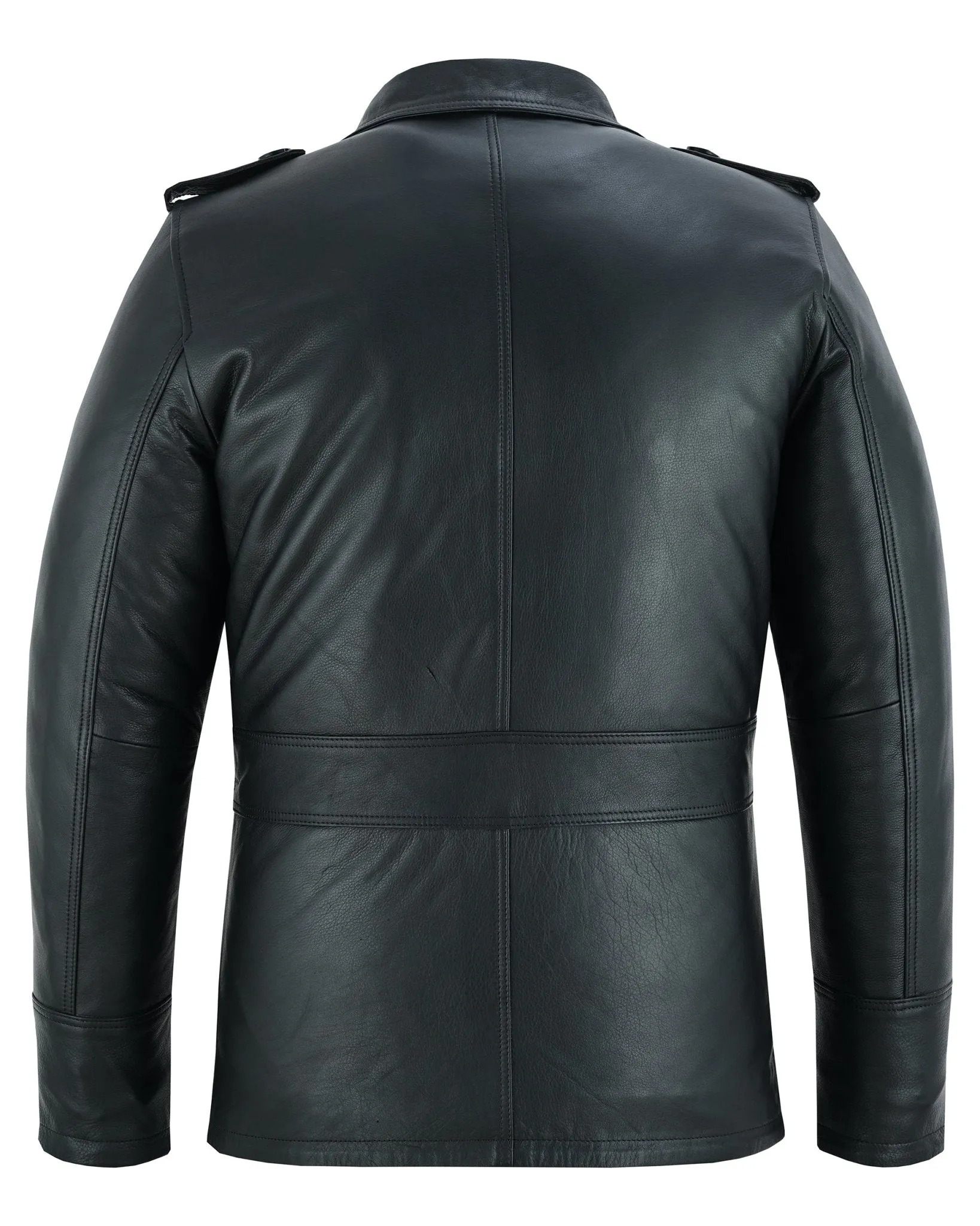 Men's Black Leather Coat: Aberdeen