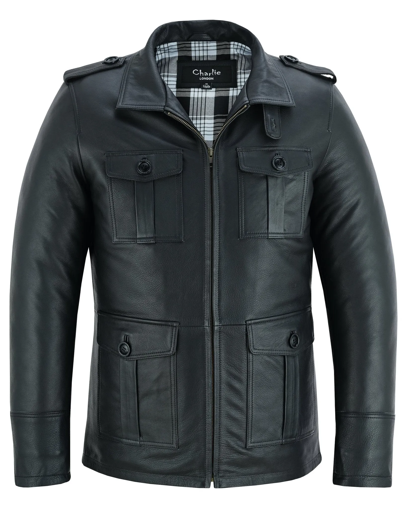 Men's Black Leather Coat: Aberdeen