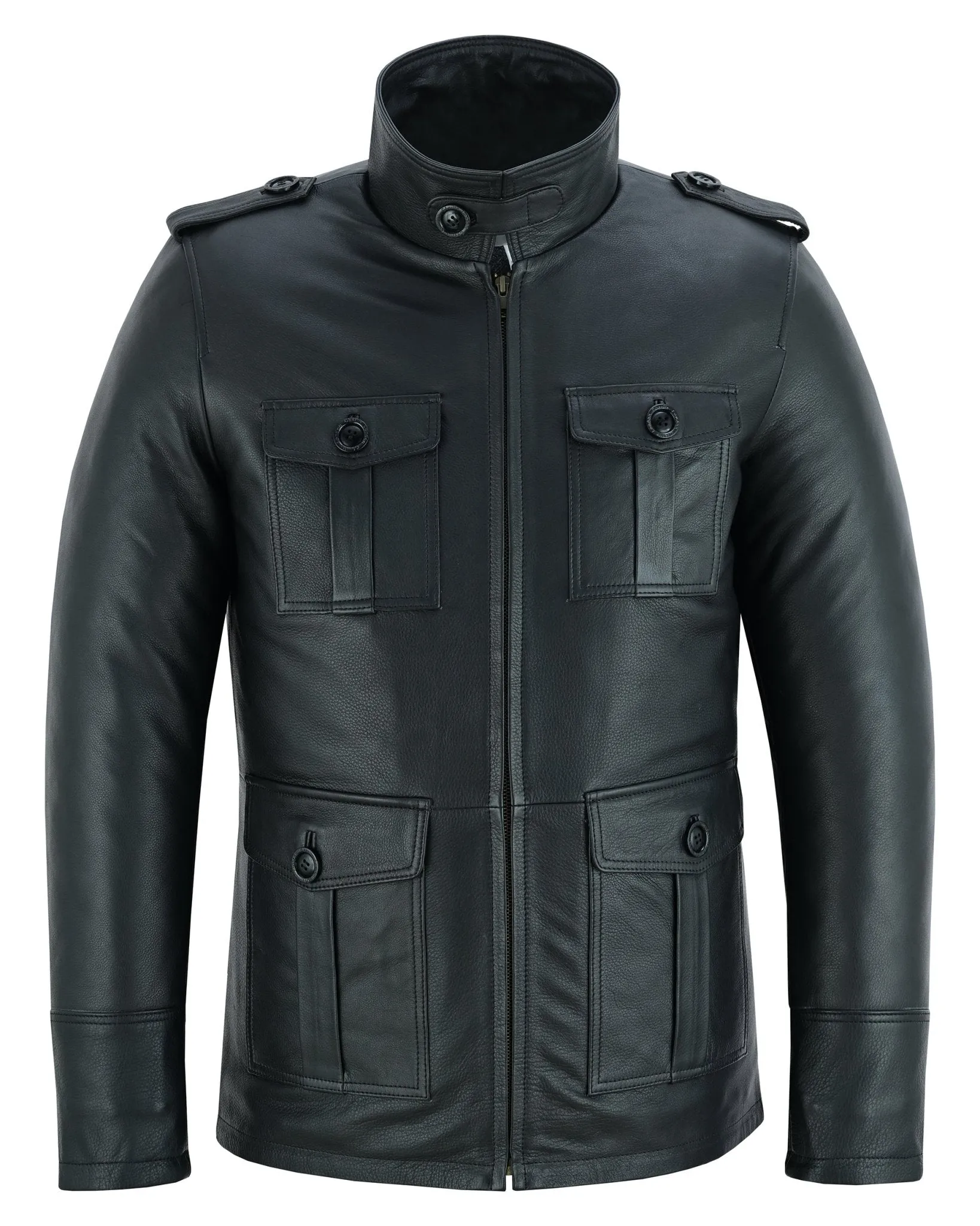 Men's Black Leather Coat: Aberdeen