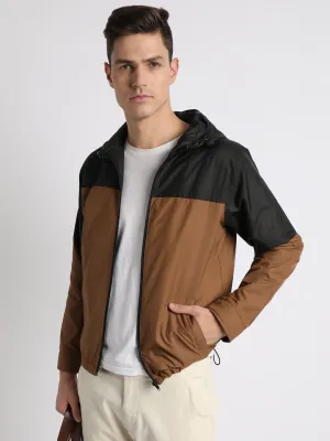 Men's Hooded Regular Fit Colourblock Copper Jackets