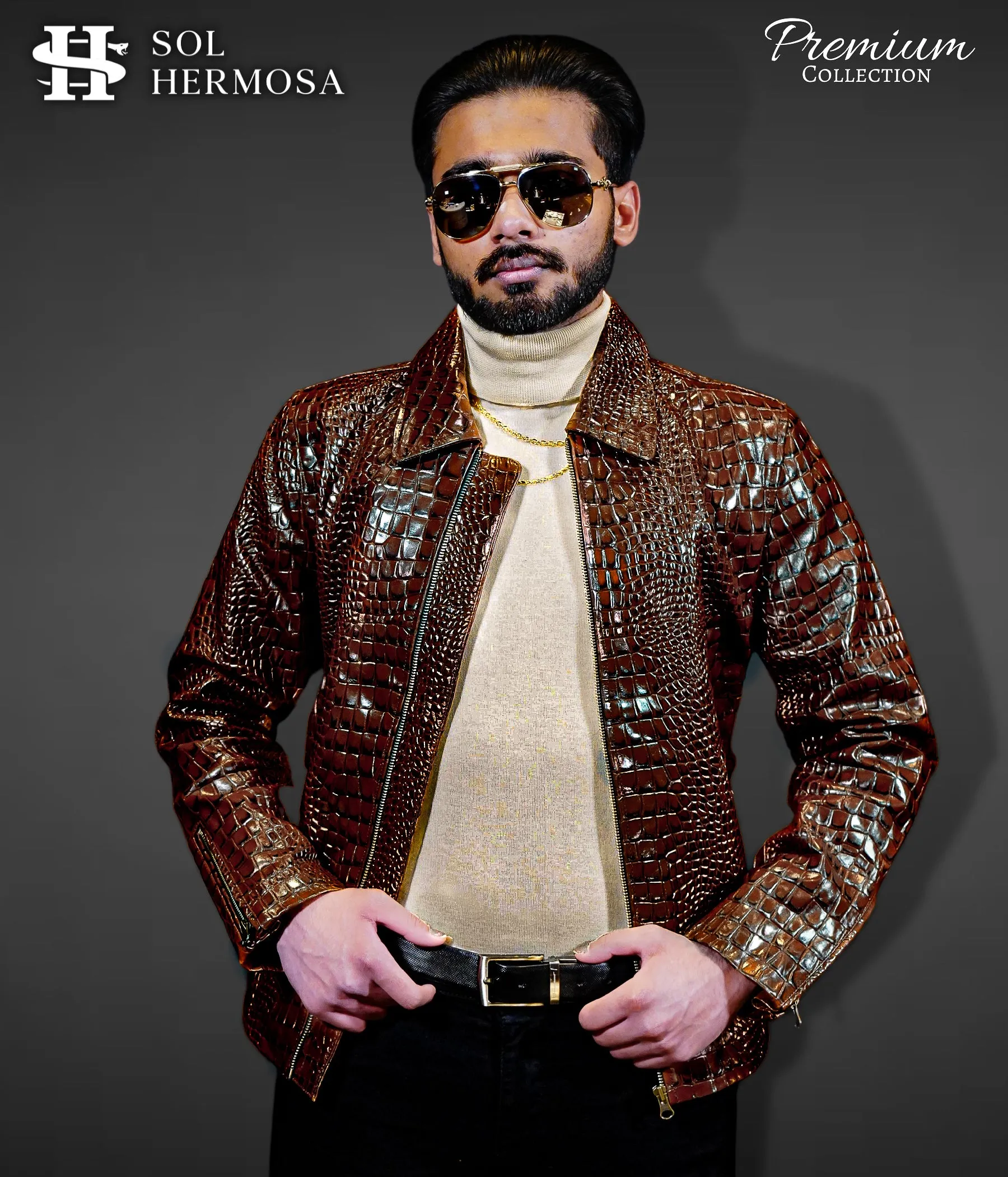 Men's Leather Bomber Jacket - Hades