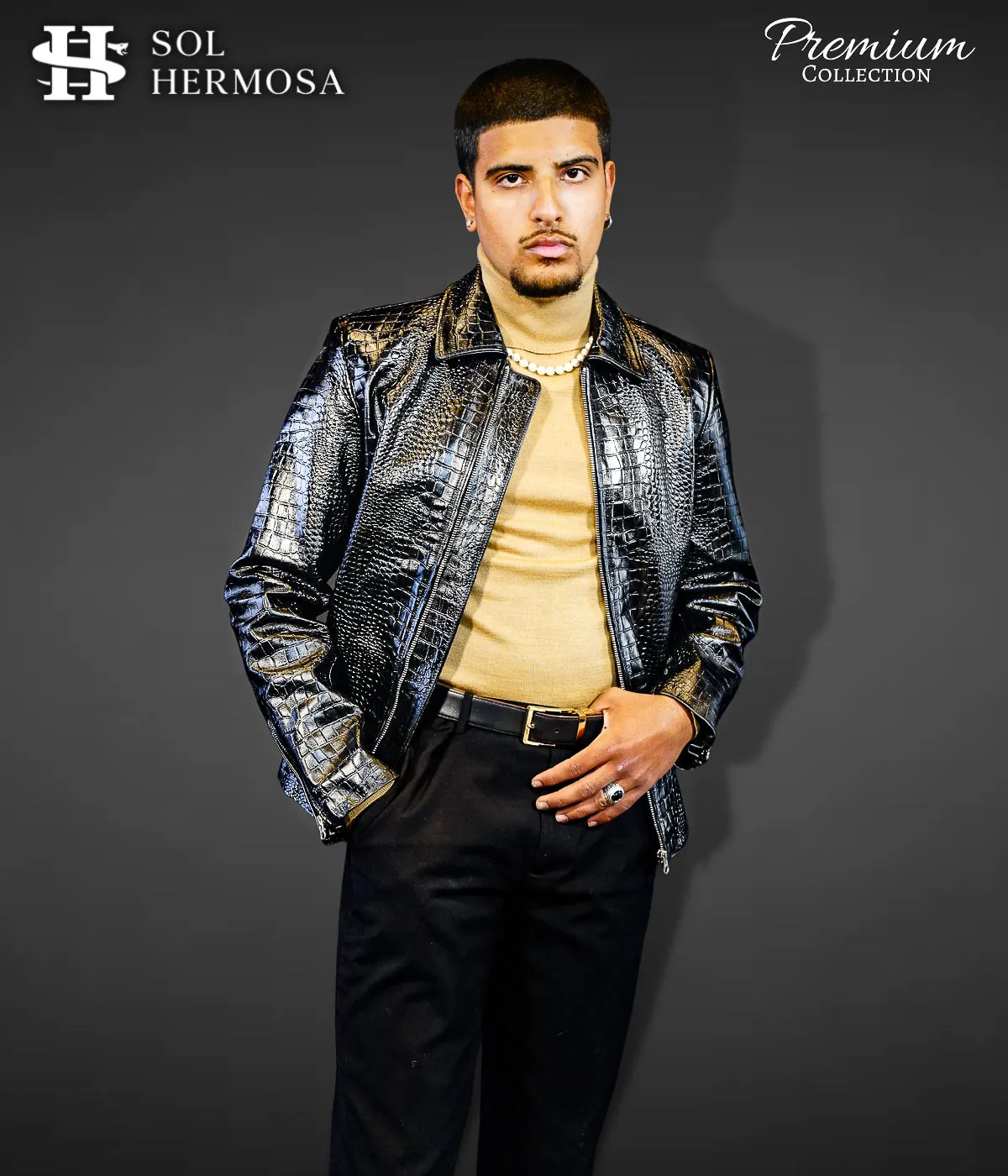 Men's Leather Bomber Jacket - Hades