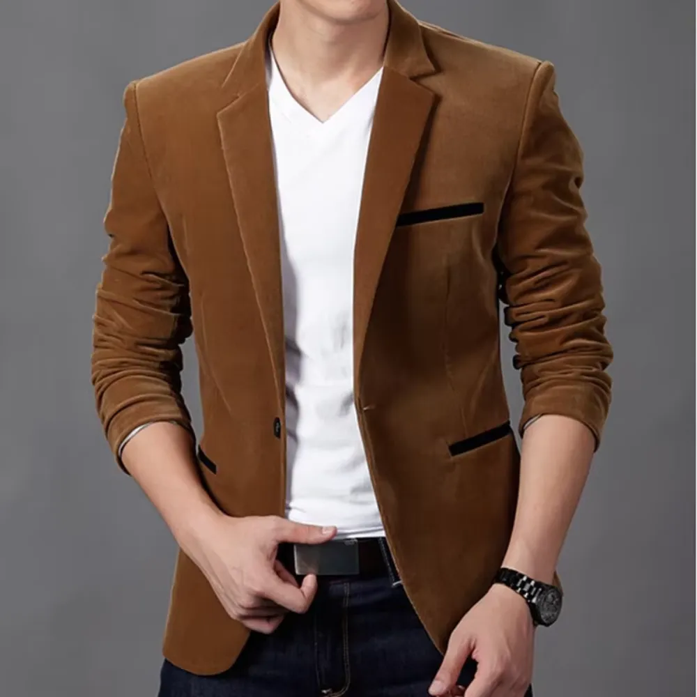 Men's One-Button Slim Fit Corduroy Blazer | Ideal for All Seasons