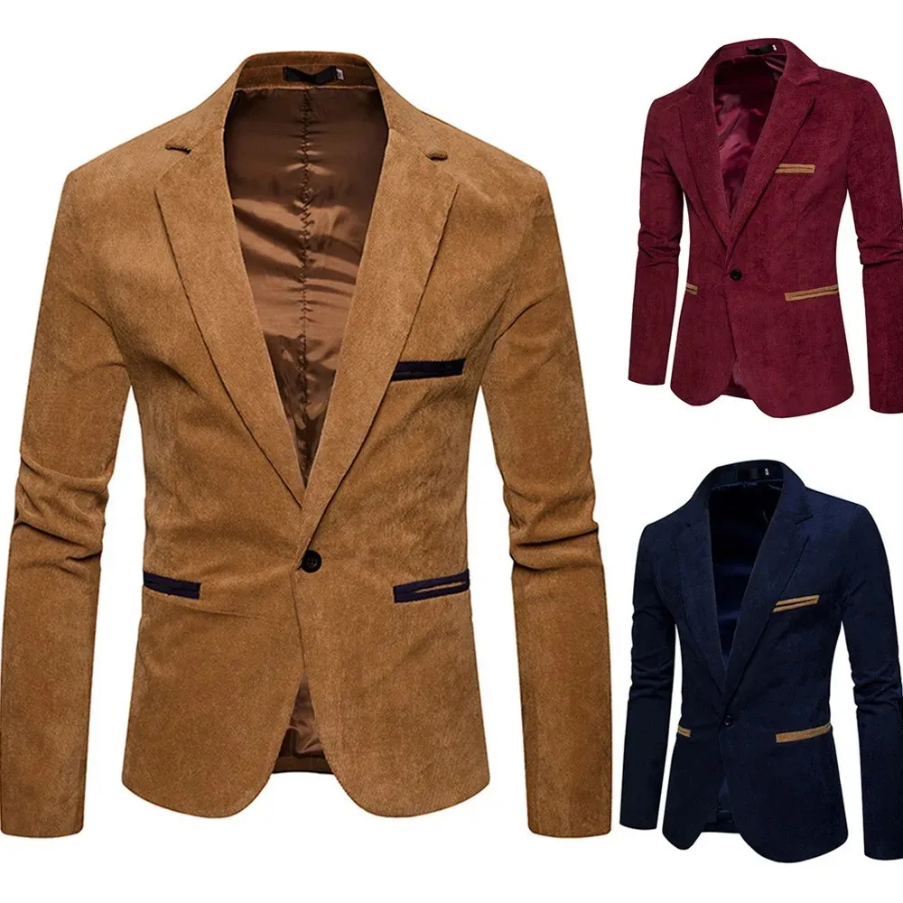 Men's One-Button Slim Fit Corduroy Blazer | Ideal for All Seasons