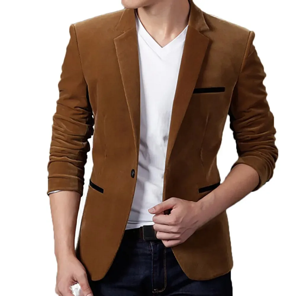 Men's One-Button Slim Fit Corduroy Blazer | Ideal for All Seasons