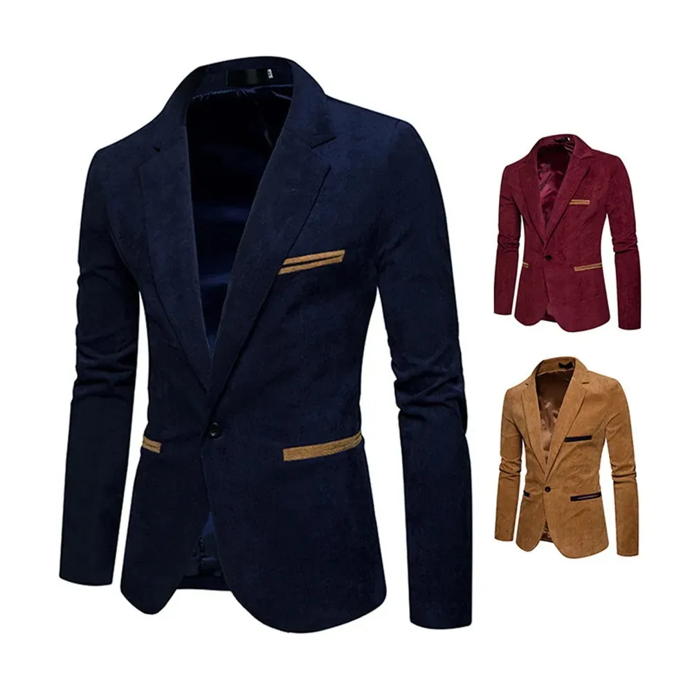 Men's One-Button Slim Fit Corduroy Blazer | Ideal for All Seasons