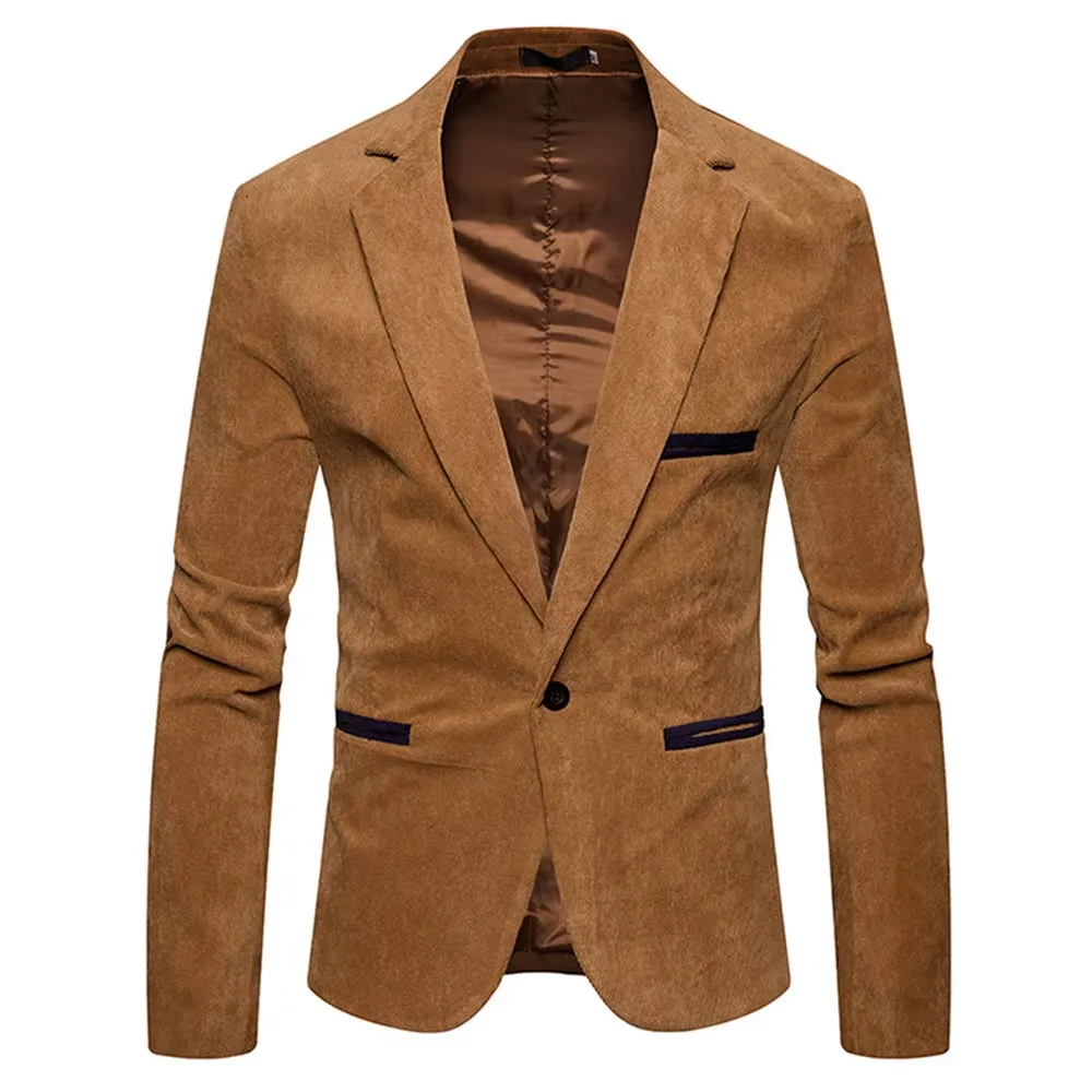 Men's One-Button Slim Fit Corduroy Blazer | Ideal for All Seasons