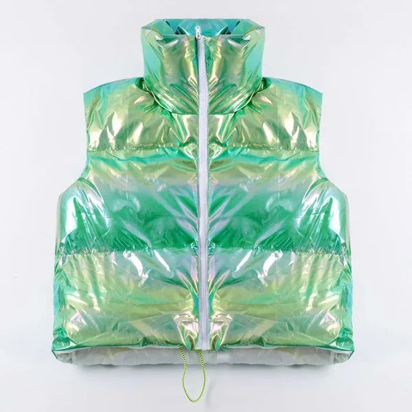 Metallic puffer vest