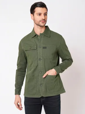 Military Green Full Sleeve Cotton Jacket