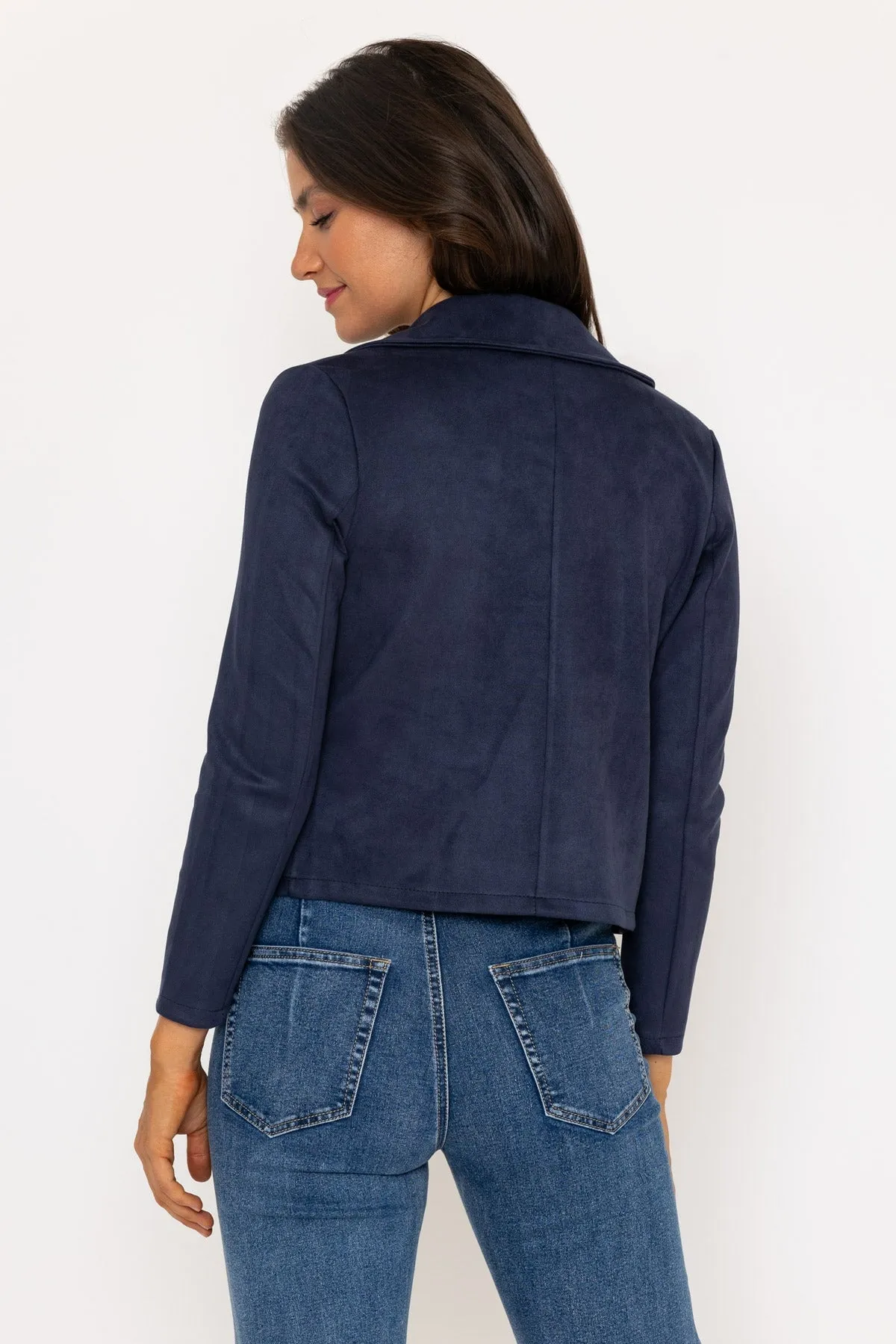 Navy Suede Cover Up Jacket