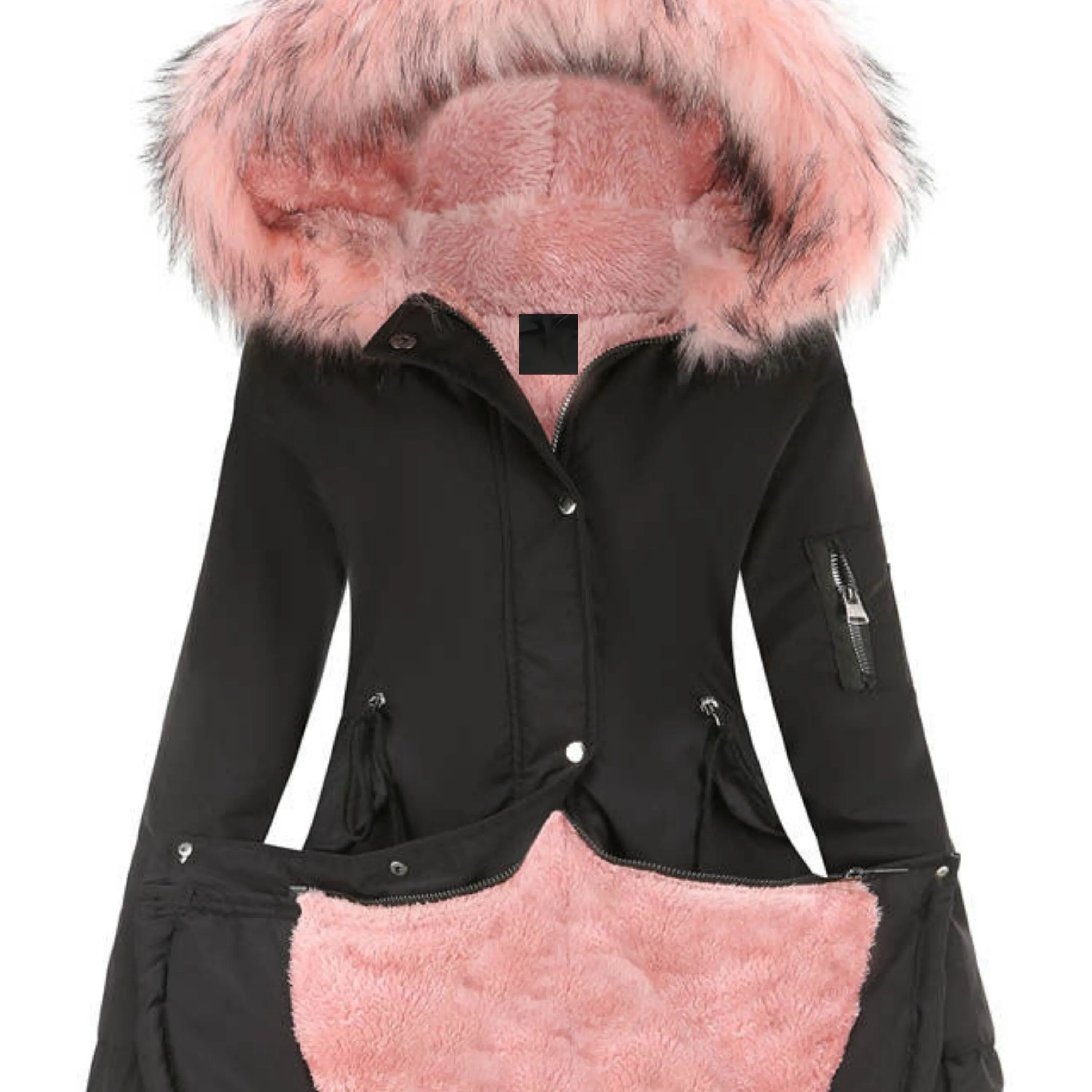 Nina | Zippered fuzzy hoodie parka jacket