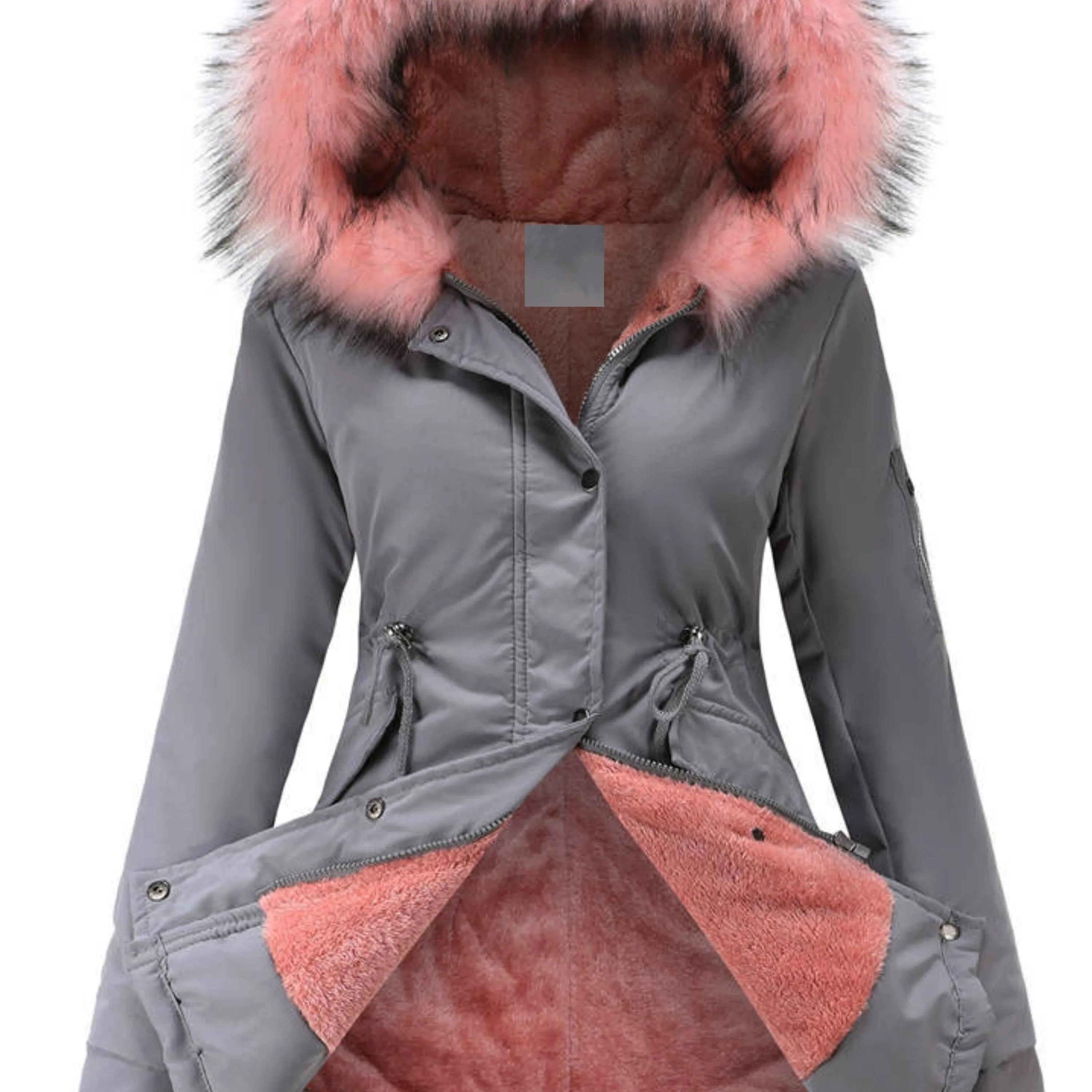 Nina | Zippered fuzzy hoodie parka jacket