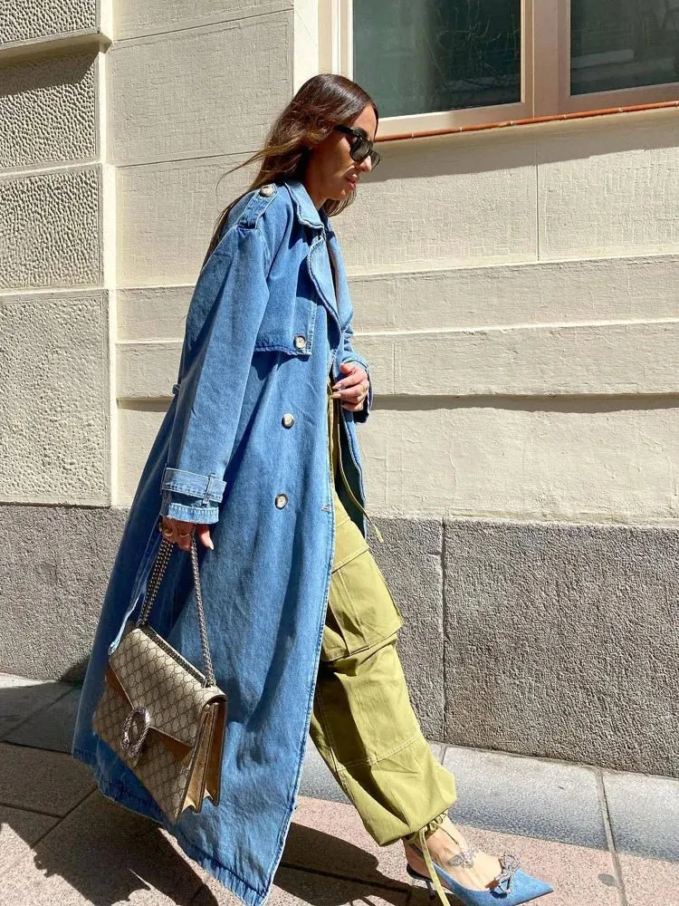 Oversized Denim Trench Coat