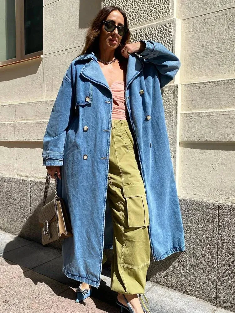 Oversized Denim Trench Coat