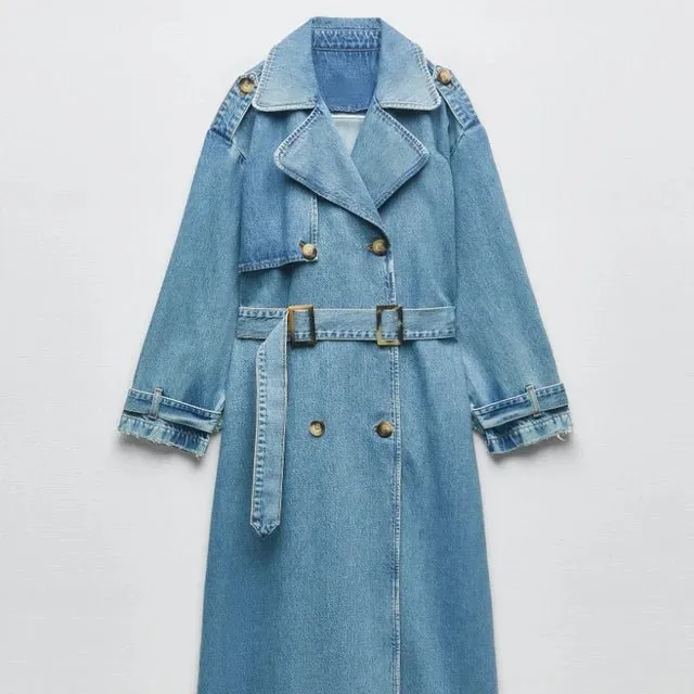 Oversized Denim Trench Coat