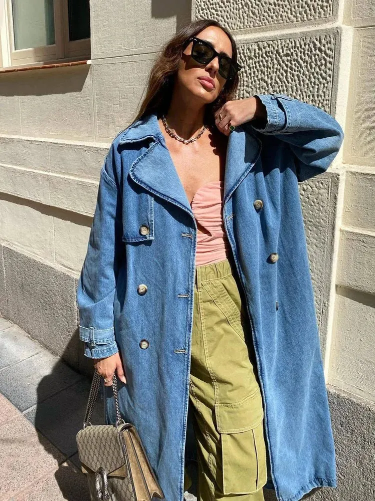 Oversized Denim Trench Coat