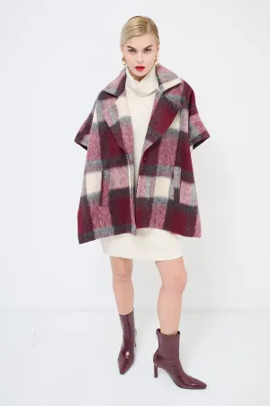 Oversized plaid cape jacket wholesale