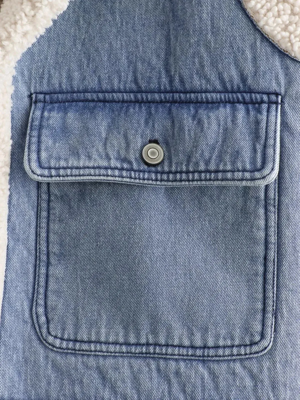 Pre Order:  Patch Pockets Woolen Denim Vest