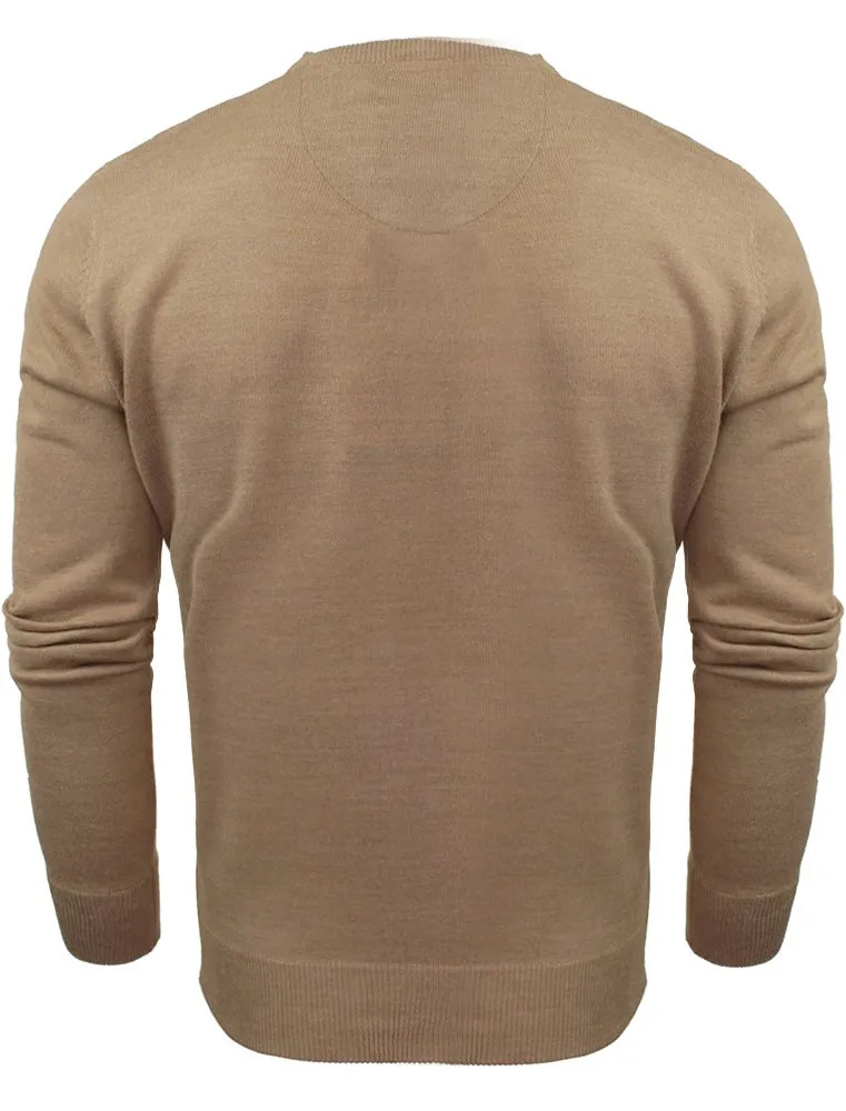 QuazarB V Neck Knitted Jumper in Beige