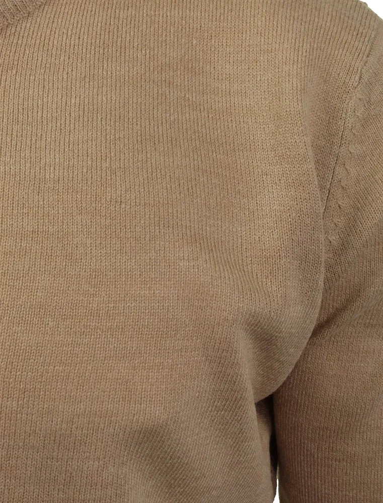 QuazarB V Neck Knitted Jumper in Beige