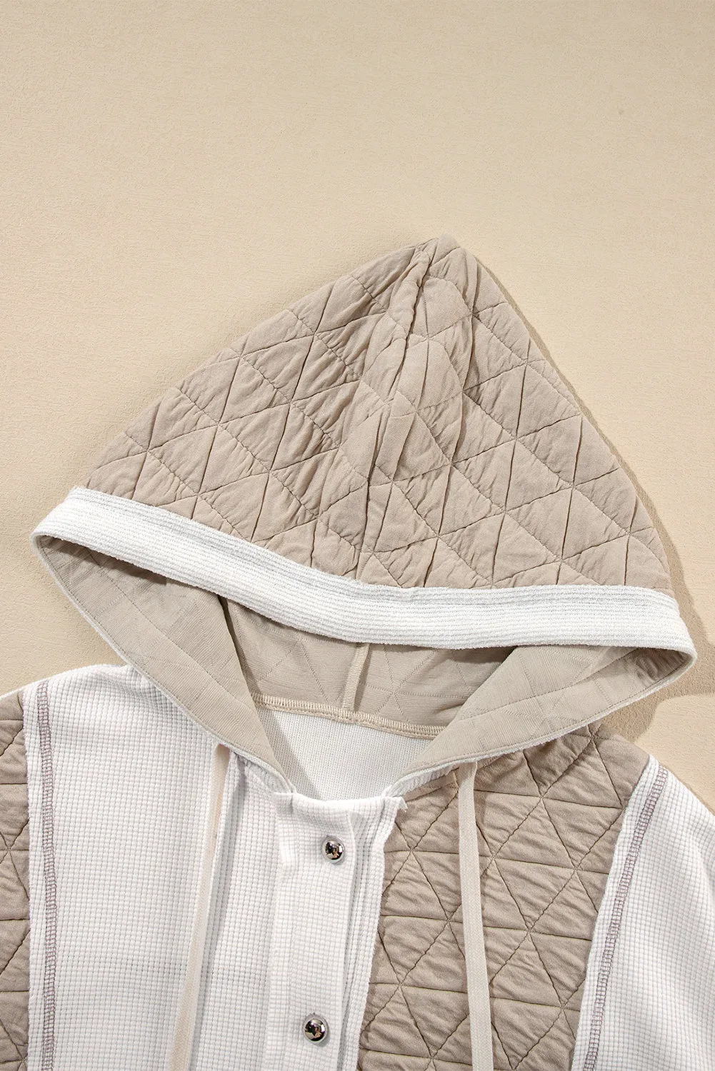 Quilted Textured Loose Fit Hooded Jacket