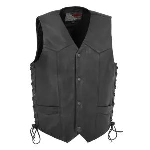 Rancher - Men's Motorcycle Western Style Leather Vest