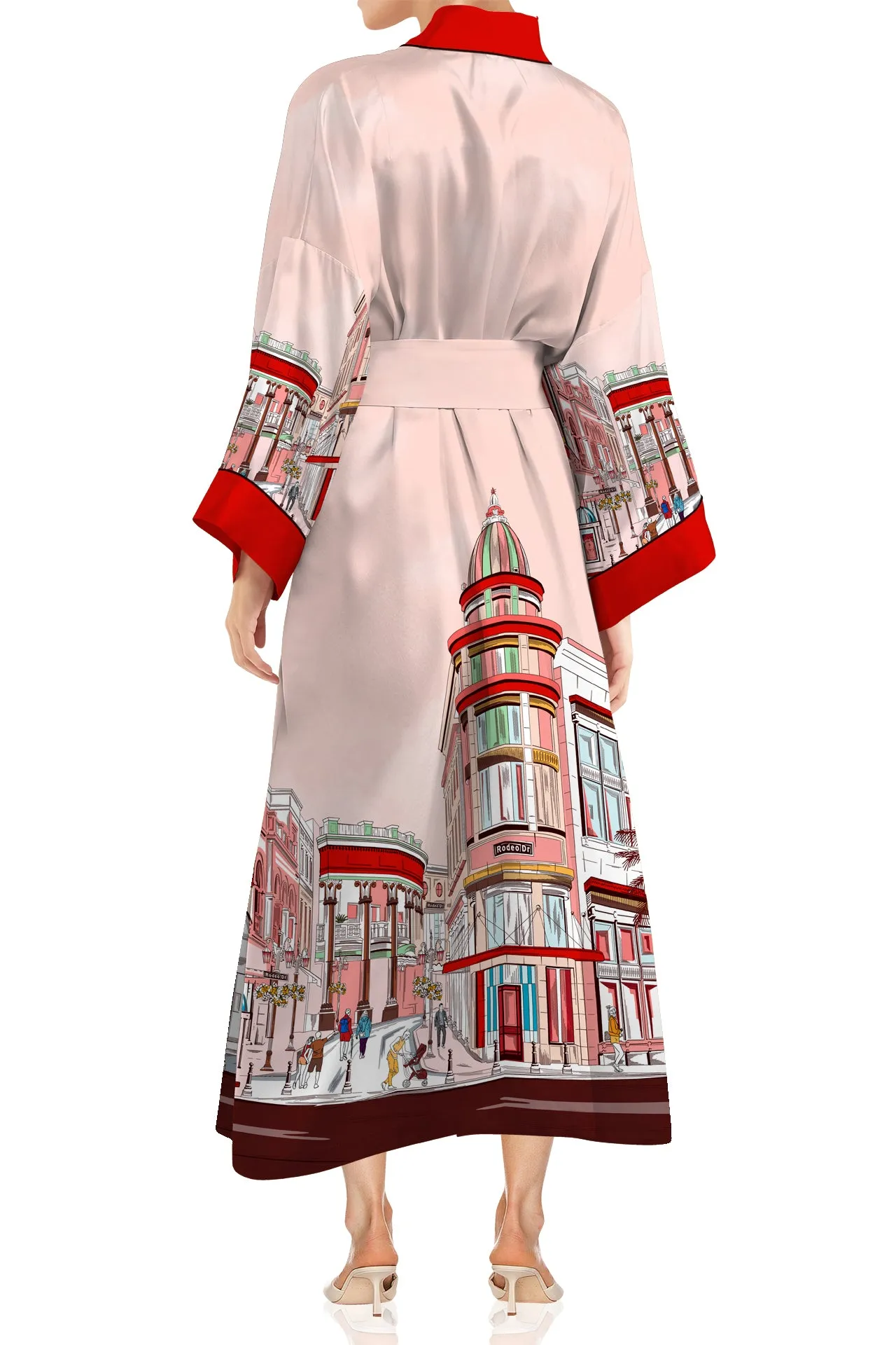 Red Printed Silk Robe