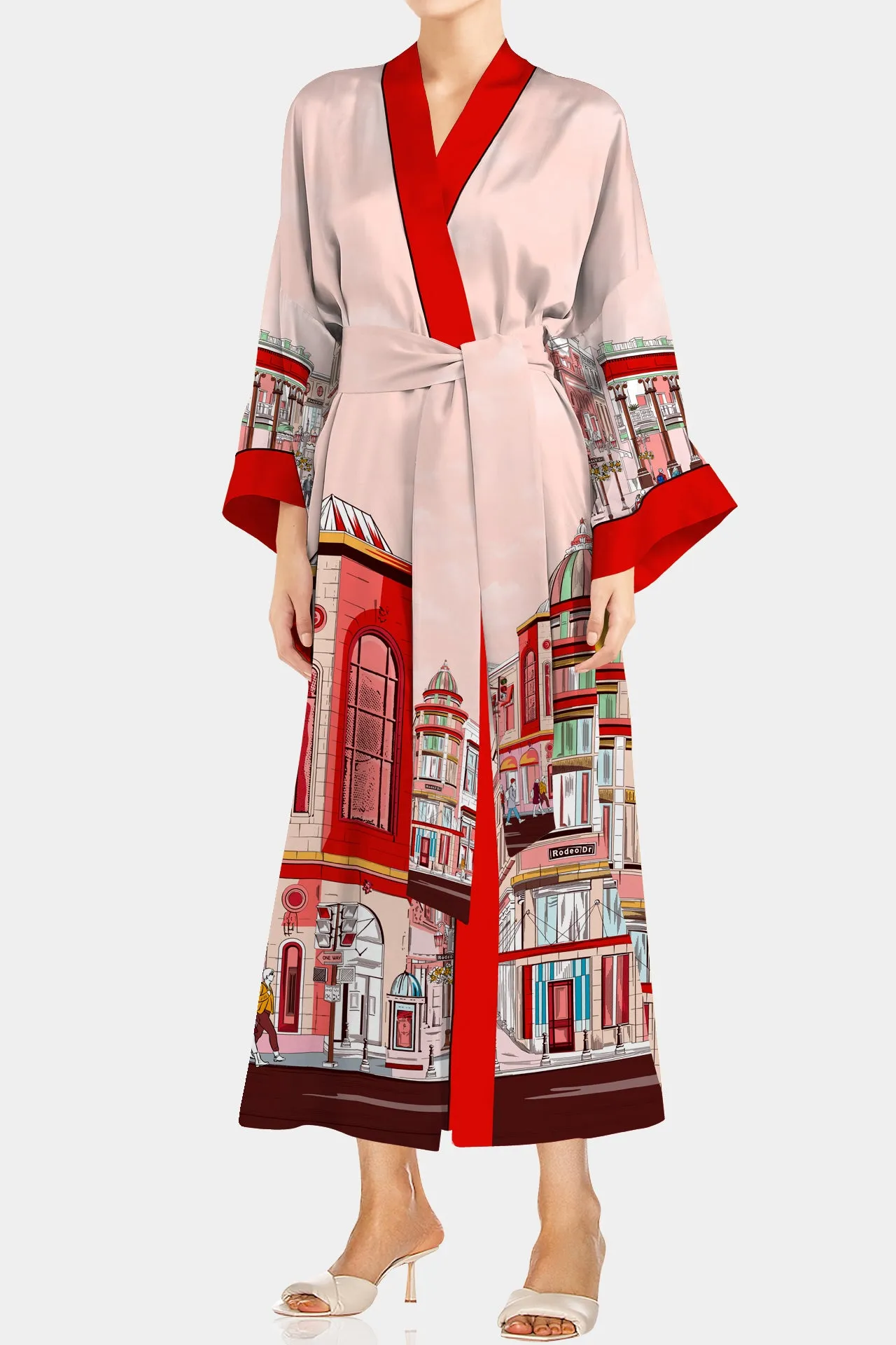 Red Printed Silk Robe