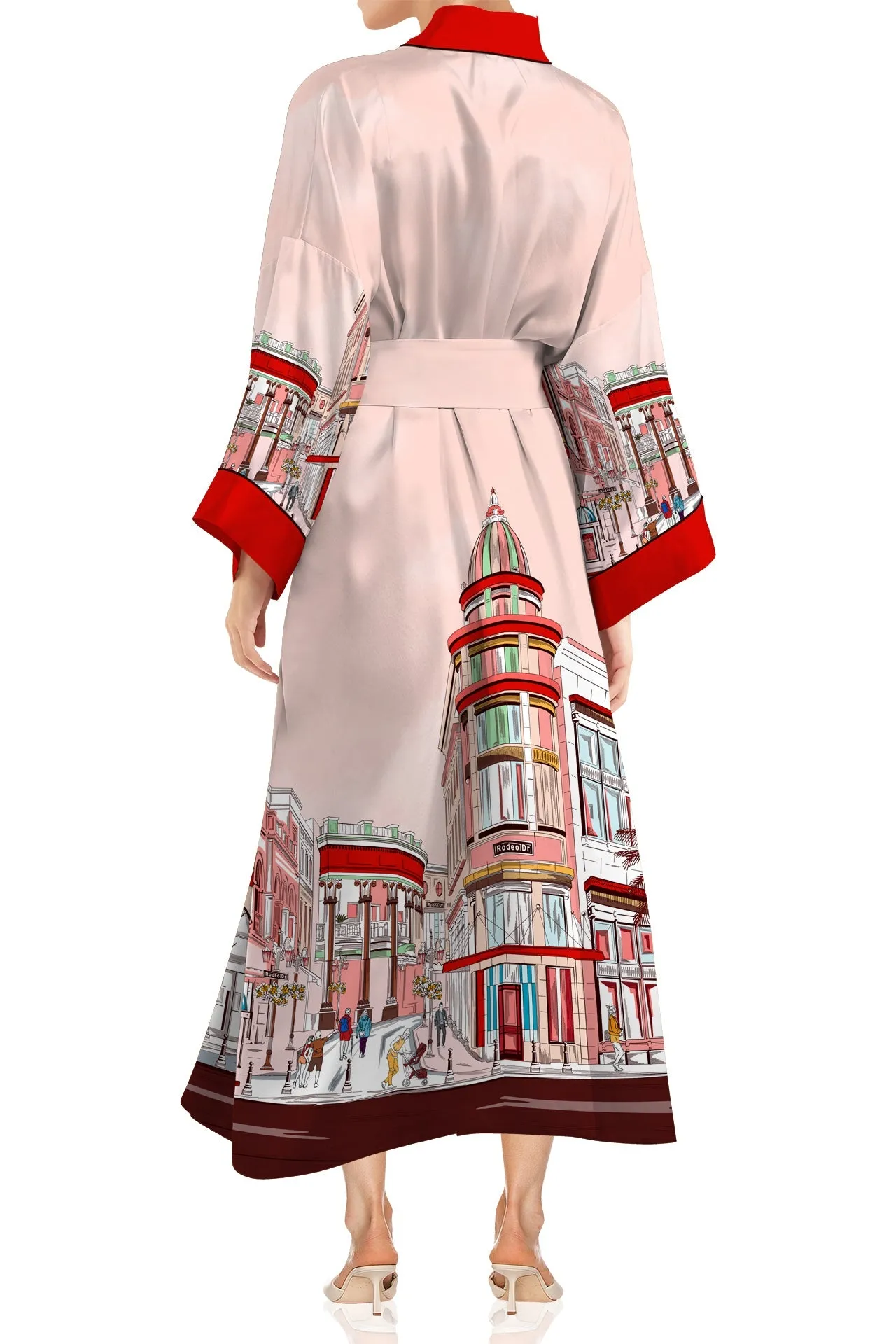 Red Printed Silk Robe