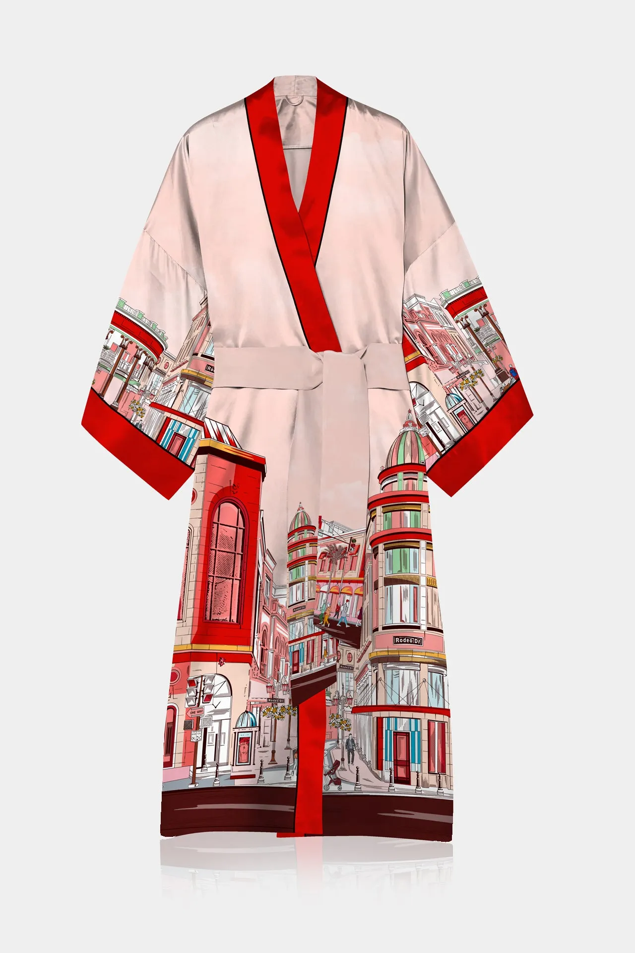 Red Printed Silk Robe