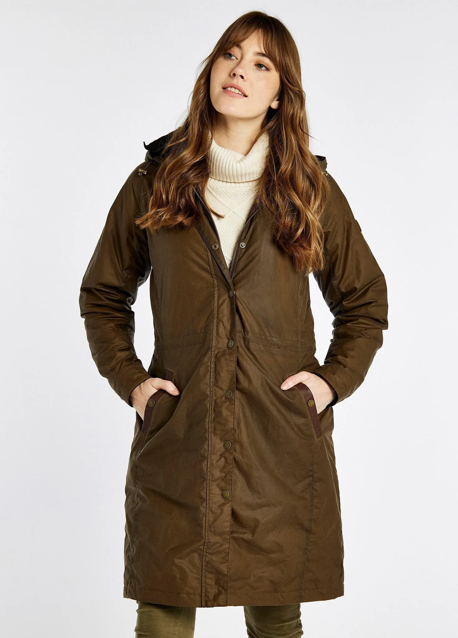 Redington Ladies Long Waxed Coat - Ginger