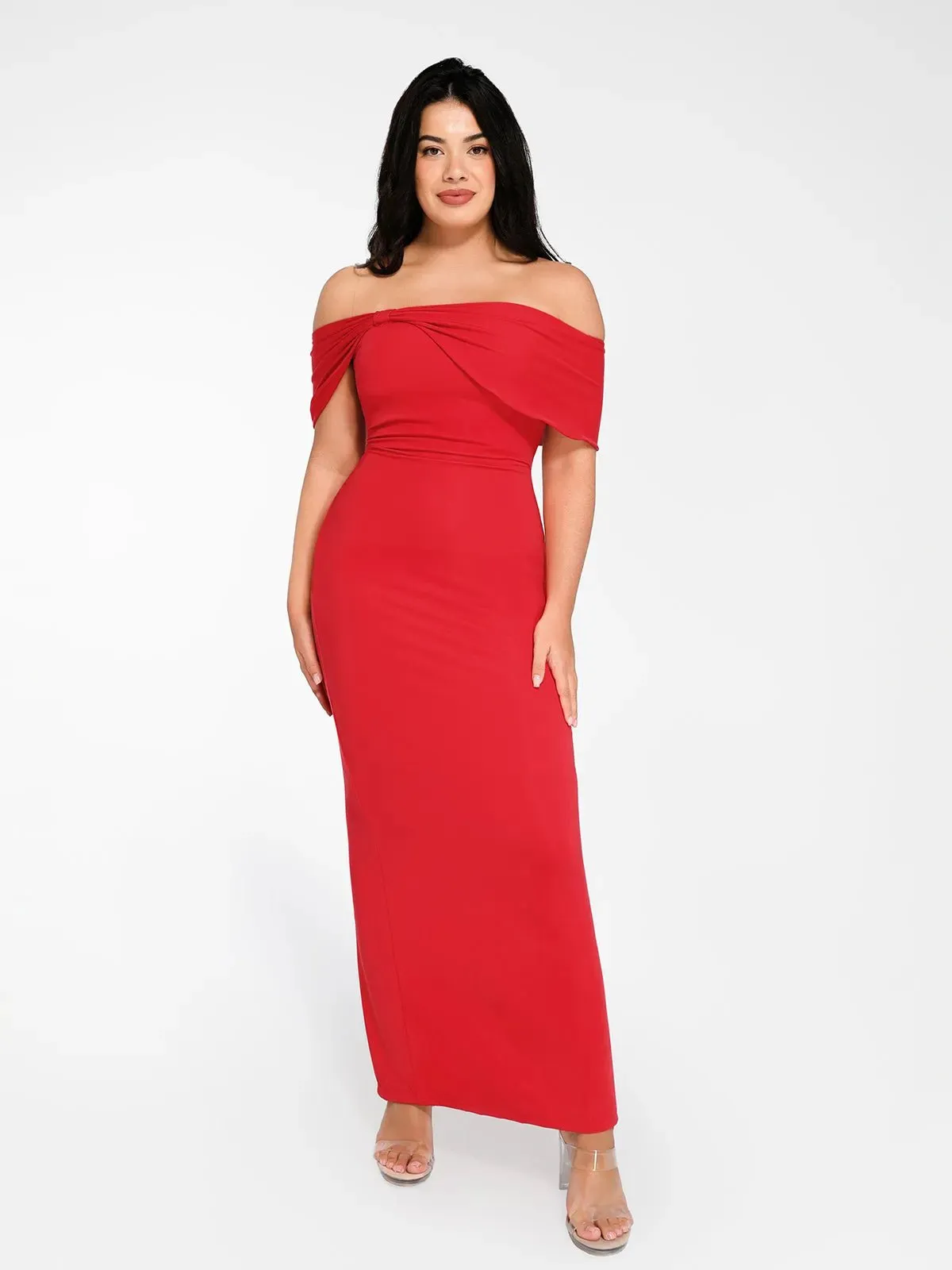 Shapewear Off-the-Shoulder Slim Column Maxi Dress For Insiders