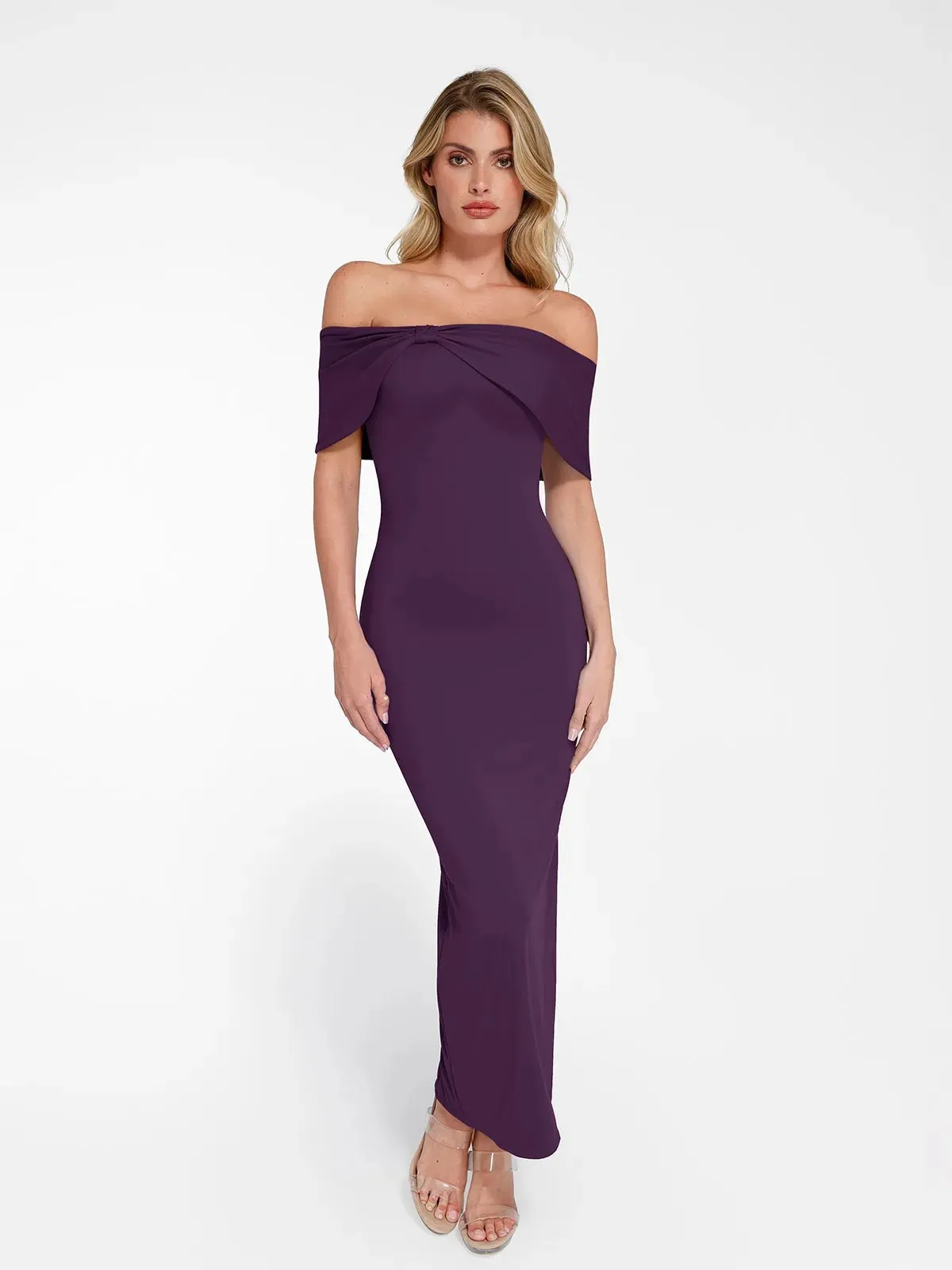 Shapewear Off-the-Shoulder Slim Column Maxi Dress For Insiders