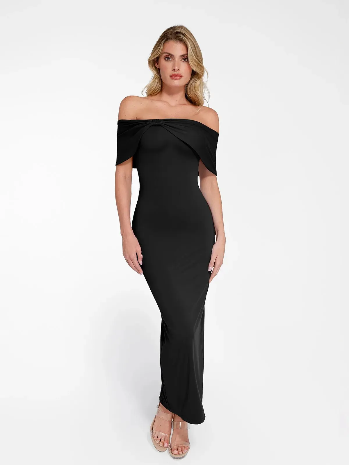 Shapewear Off-the-Shoulder Slim Column Maxi Dress For Insiders