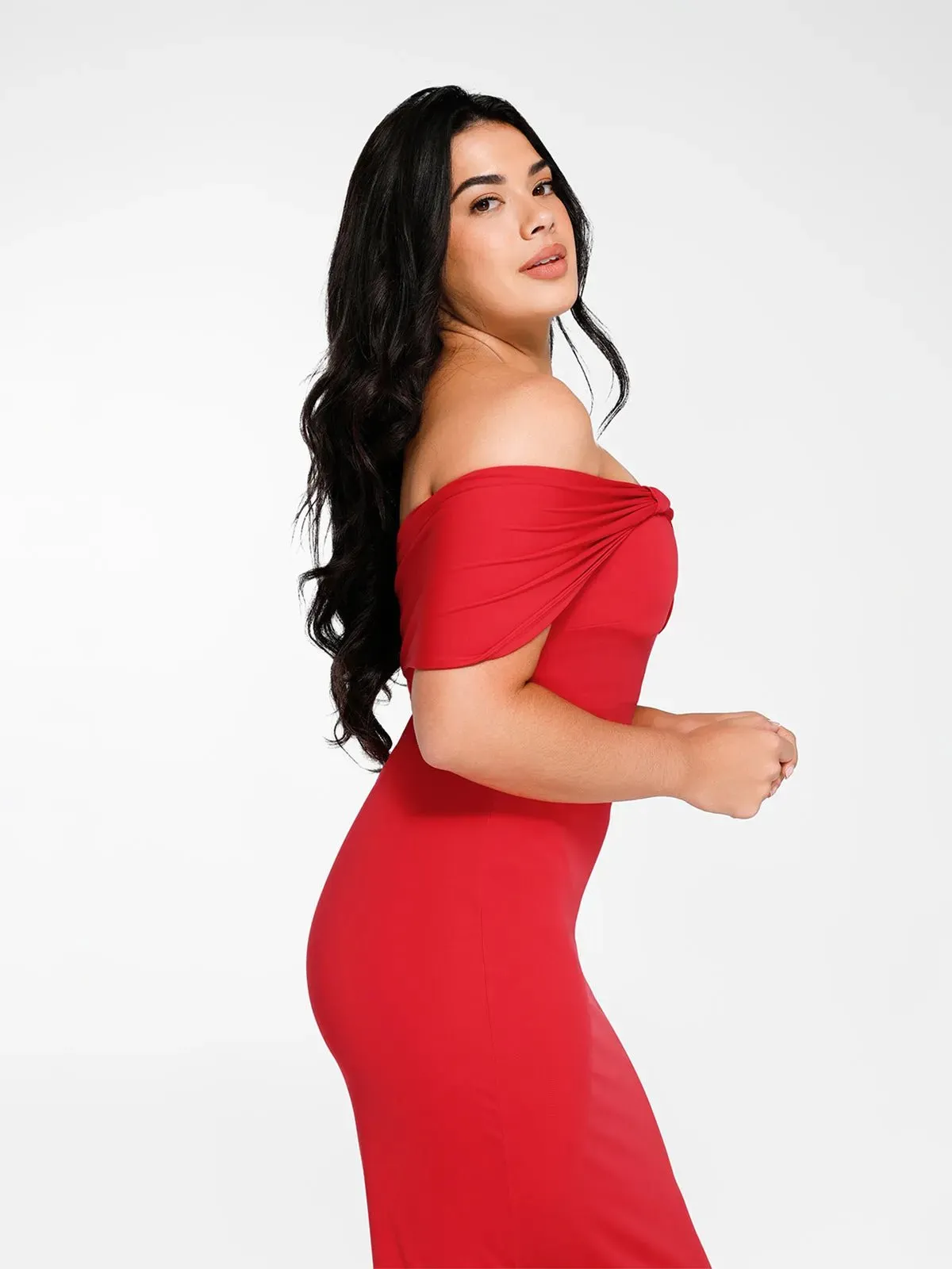 Shapewear Off-the-Shoulder Slim Column Maxi Dress For Insiders