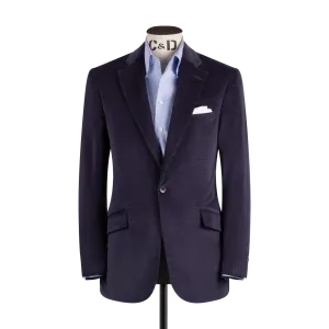 Single Breasted Notch Lapel Jacket in Navy Corduroy