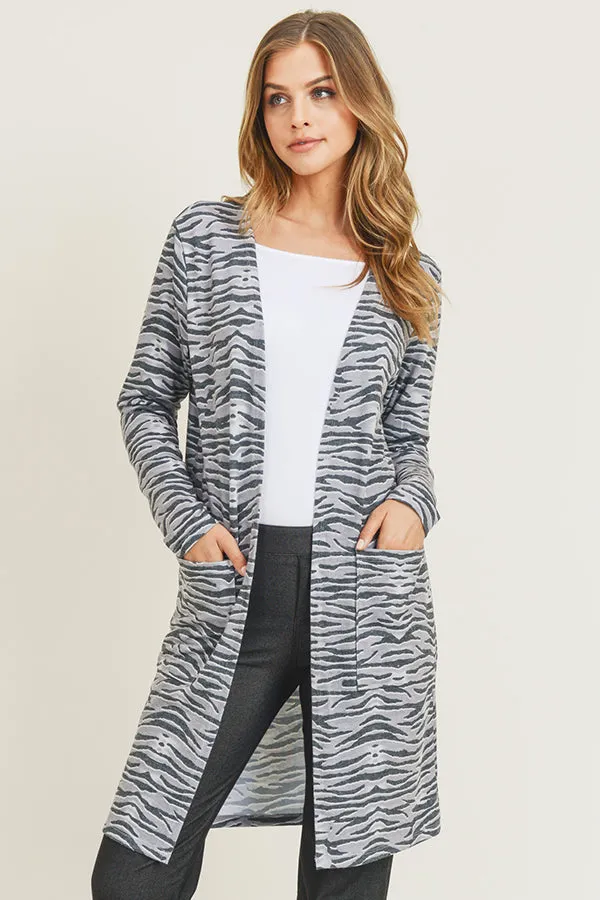 Striped Animal Print Cardigan