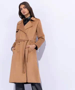 Suede Trench Coat with Belt