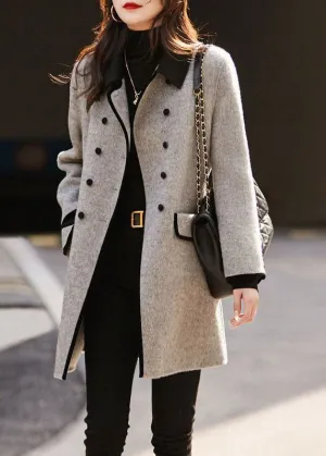 Tailored Wool Coat with Black Collar Detail