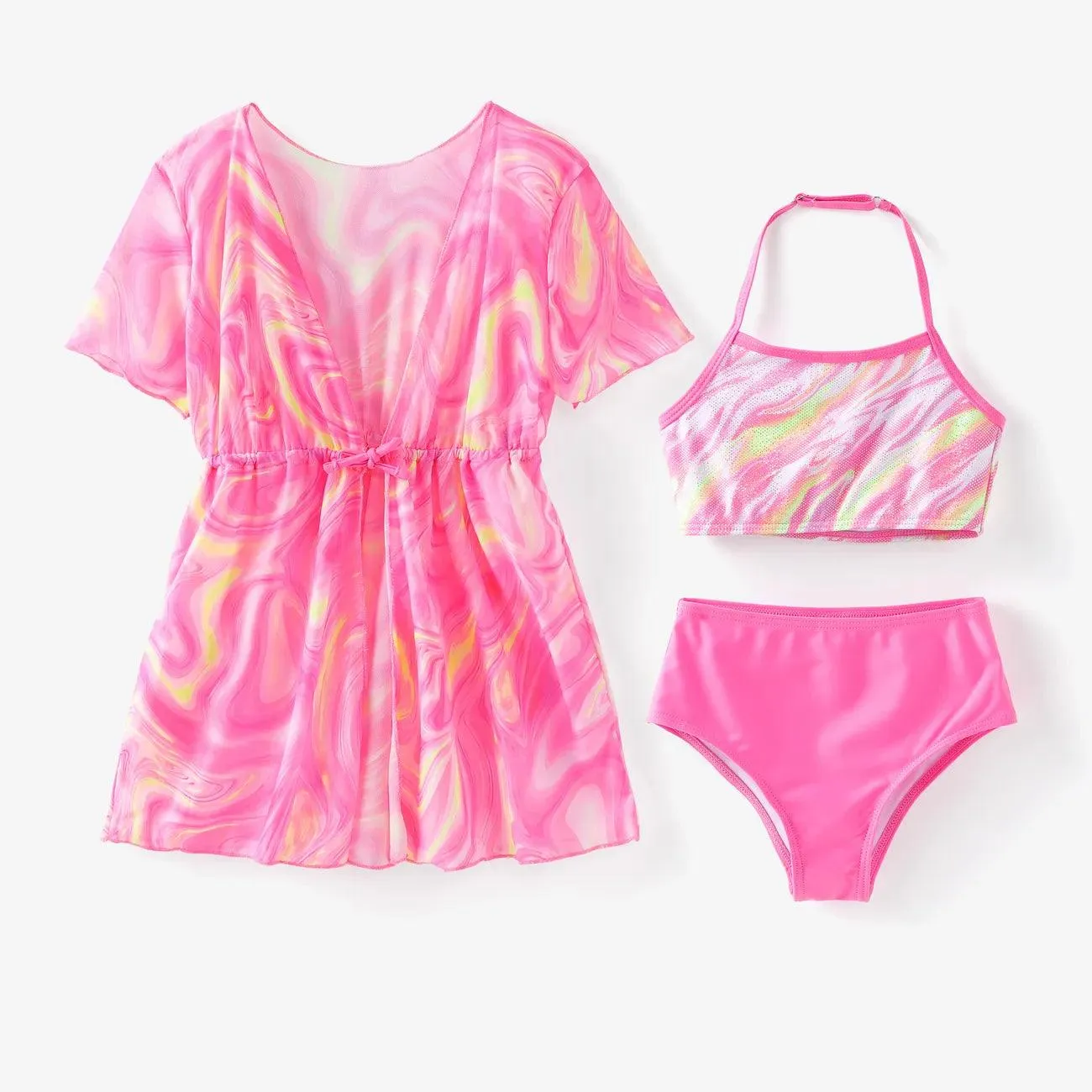 Tie-dyed Swimsuit Set - Toddler Girl (3Pcs)