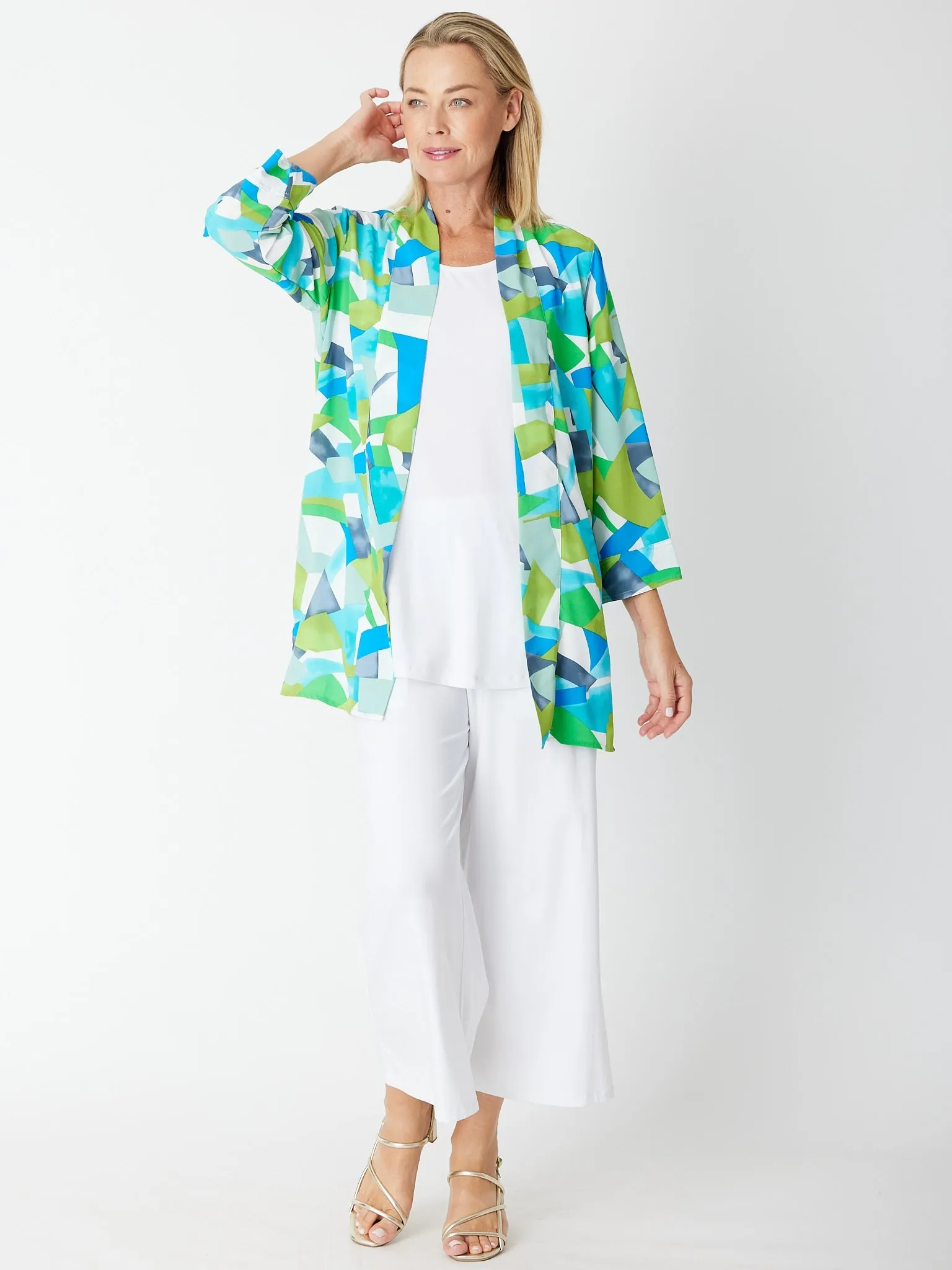 Tropical Long Line Digital Jacket- Green 30298