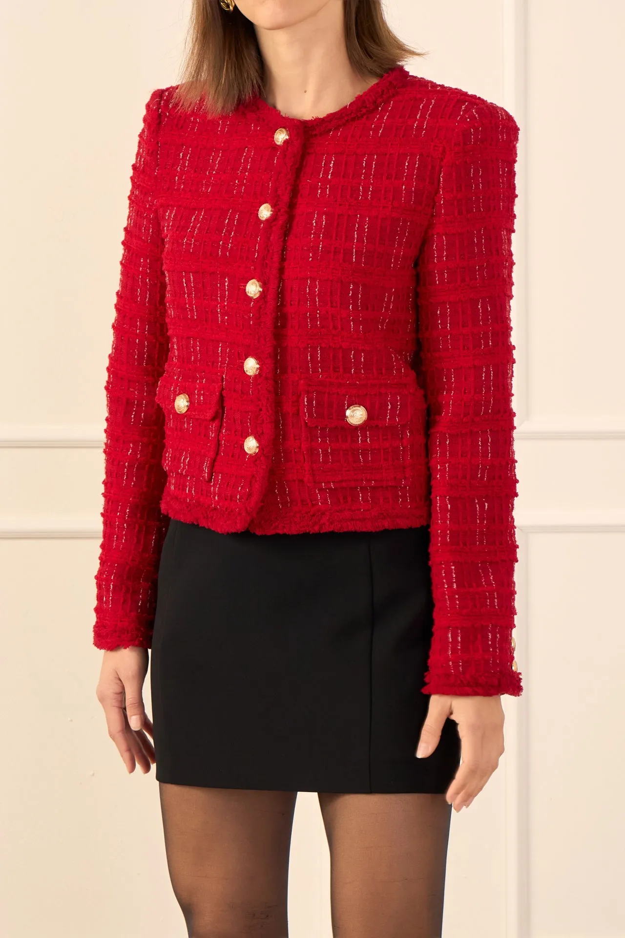 Tweed Buttoned Blazer