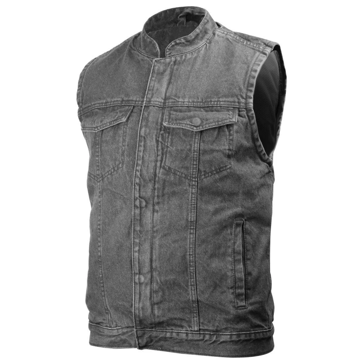 VB914 Denim Club Vest in Black or Blue /Snap and Zip Close