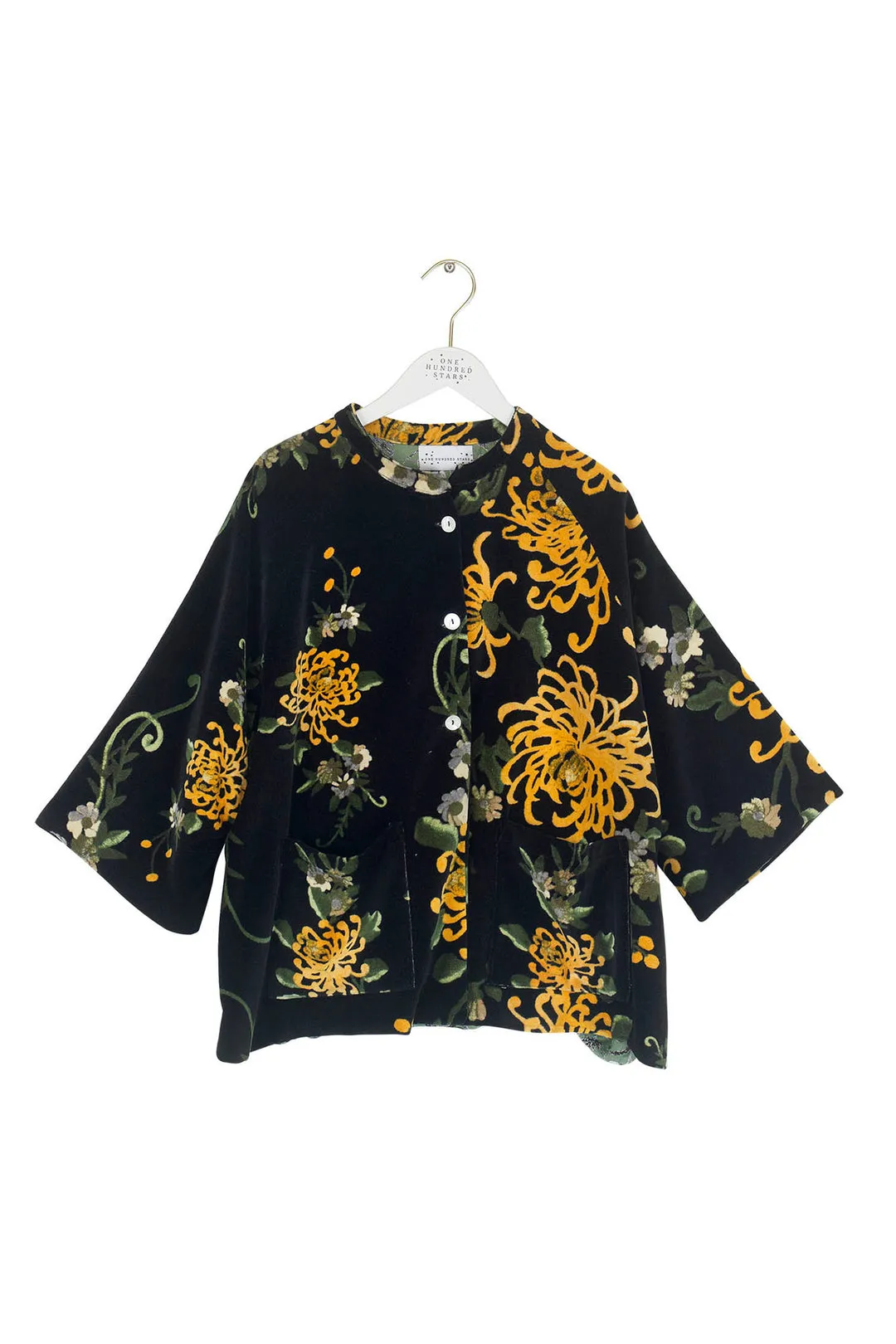 Velvet Chrysanthemum Jacket Black