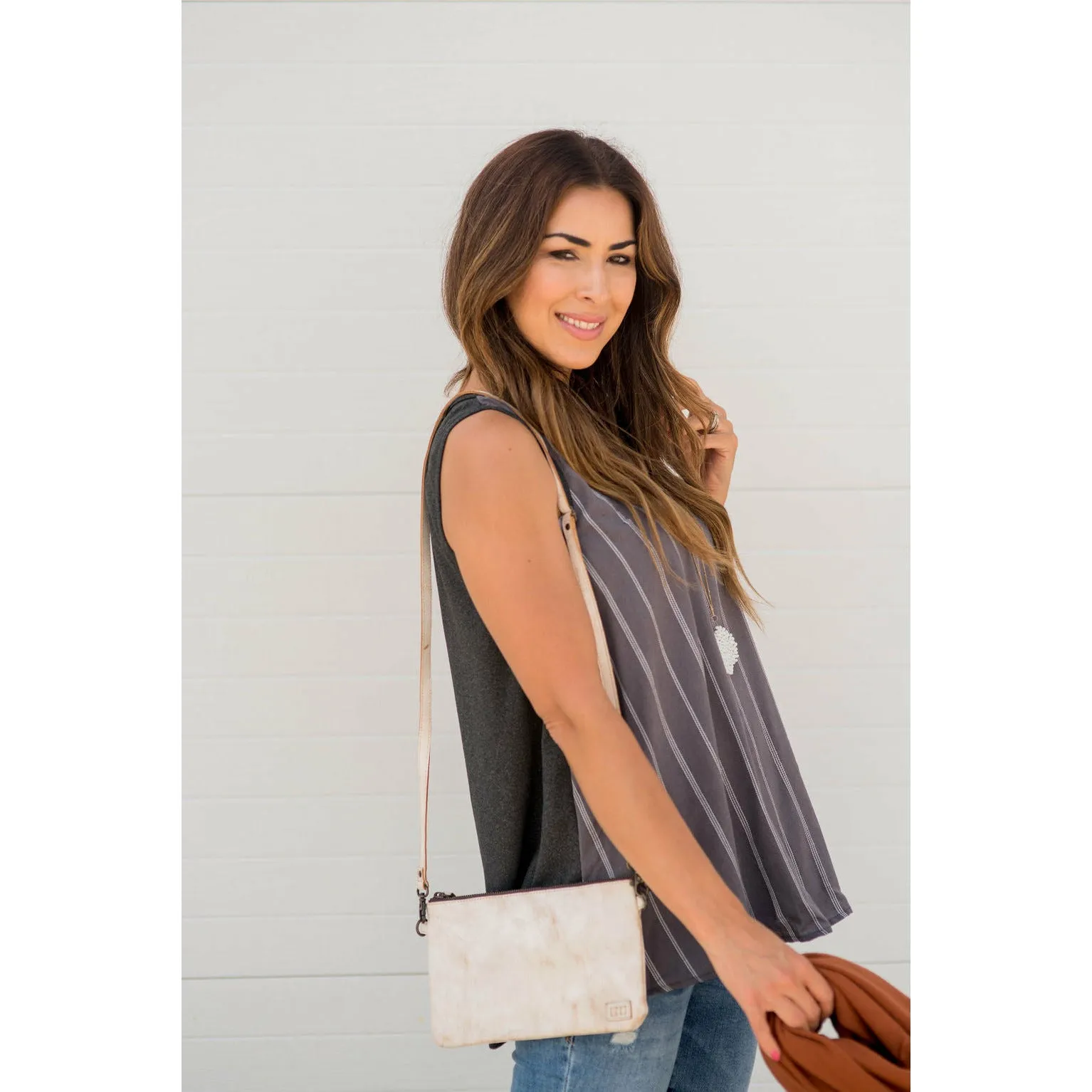 Vertical Striped Solid Back Tank