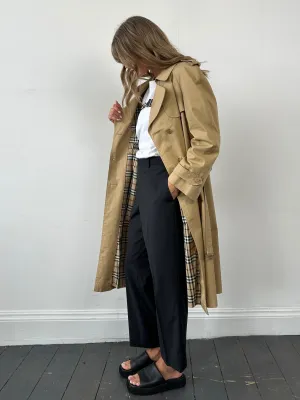 Vintage Cotton Double Breasted Belted Trench Coat - L