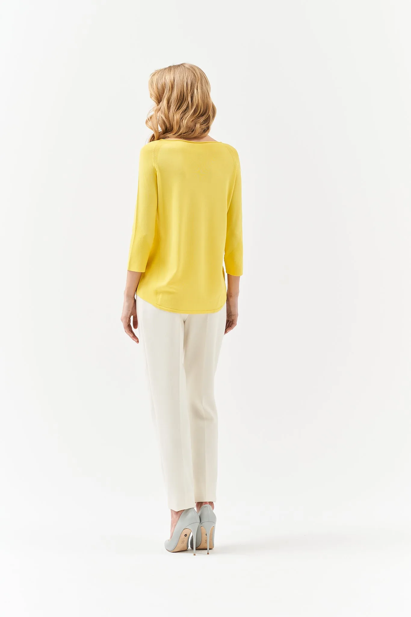 VISCOSE BLEND CREW NECK YELLOW JUMPER