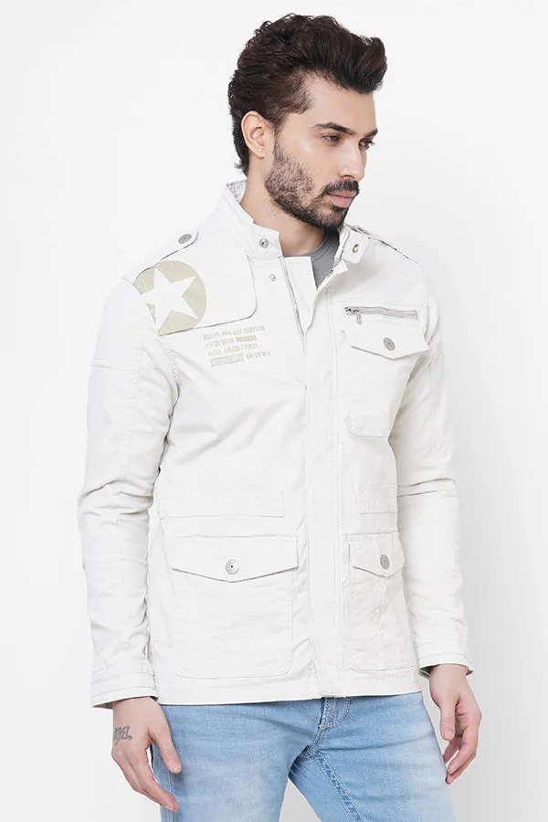 White Full Sleeve Cotton Jacket