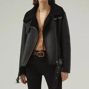 Winter Chic Handcrafted Elegance in Women's Black Fur Leather Jackets